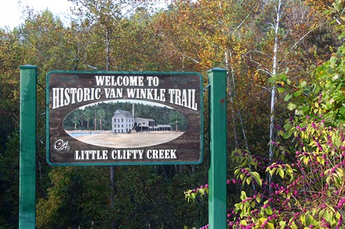 a sign for the little clypy creek trail.