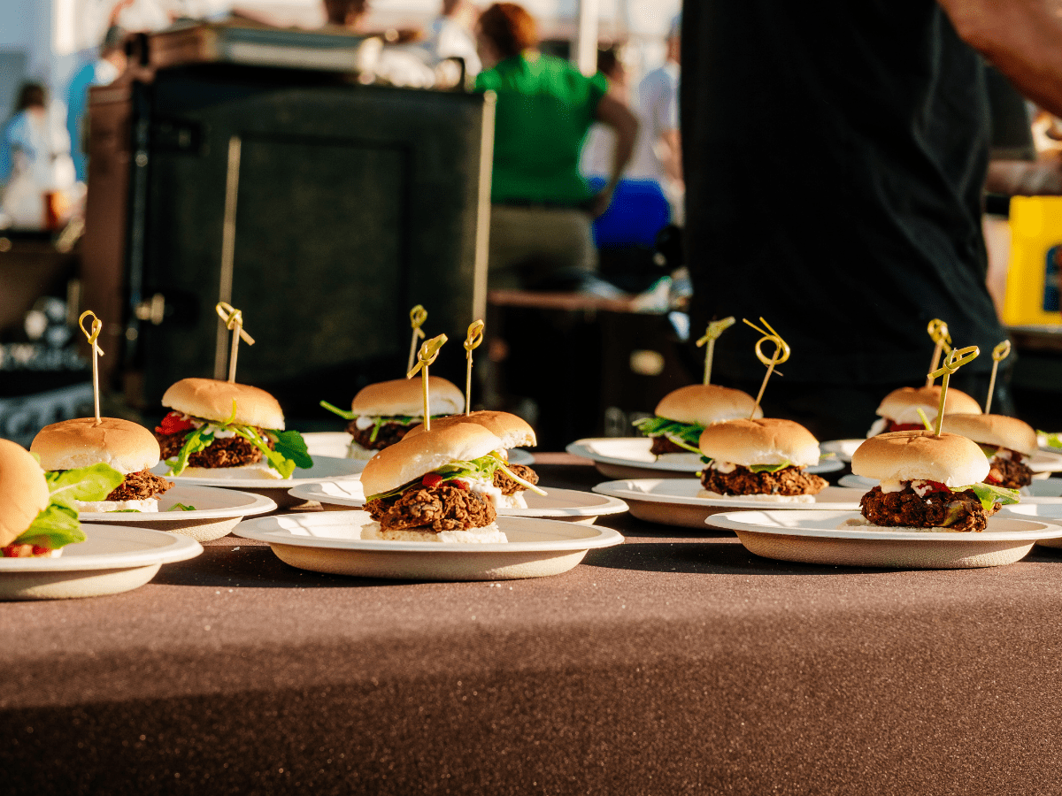 a table with a lot of food on it.
