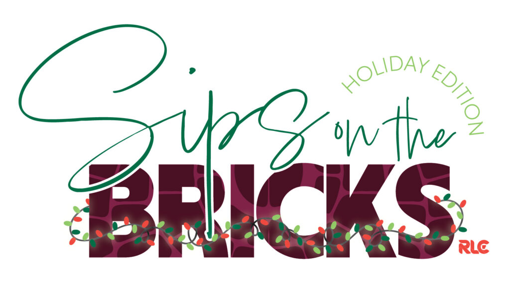 The logo for sip on the bricks holiday edition.