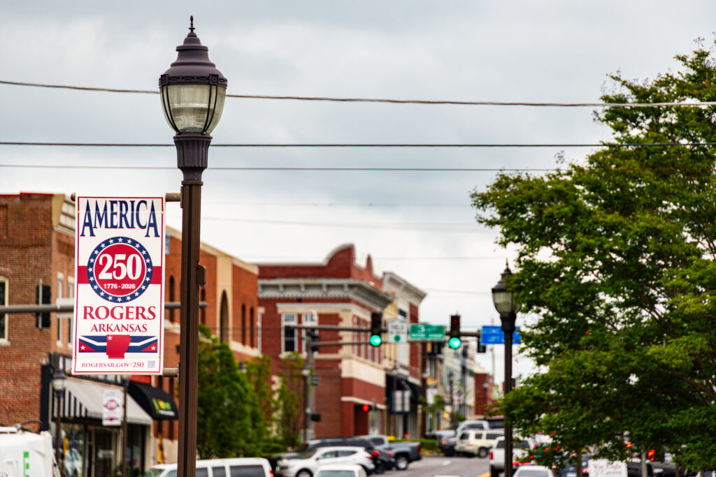A street pole in historic downtown