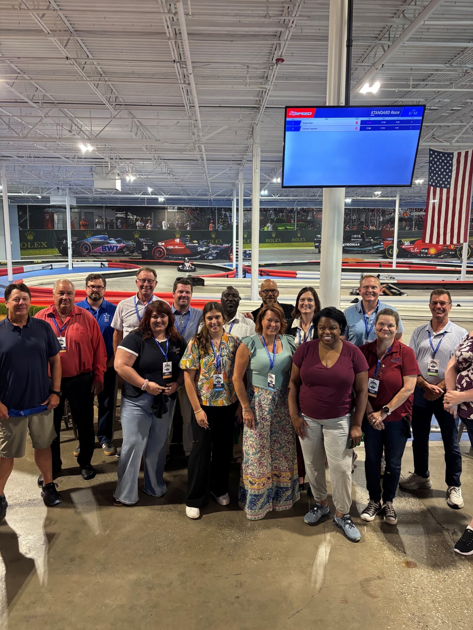 Group of meeting attendees at K1 Speed Indoor Go Karting